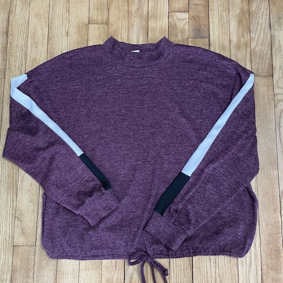 No Boundaries XXL Long Sleeve Top Purple & White 2XL Size 19 Elastic Bottom Area - Picture 1 of 11